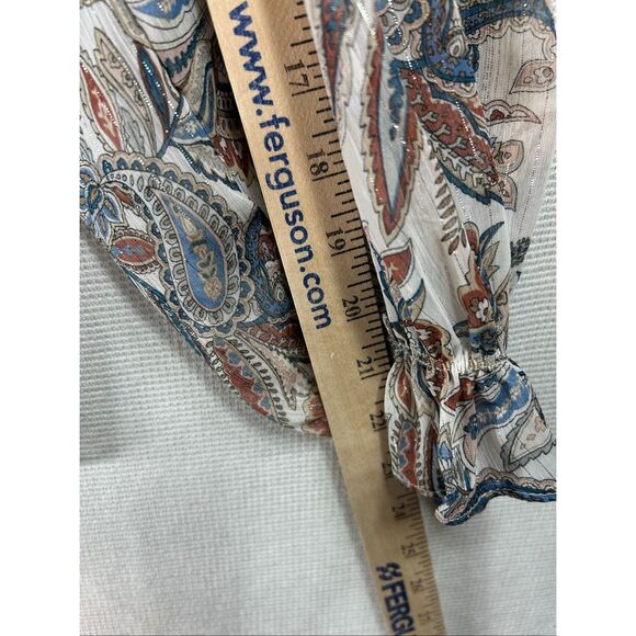 Blu Pepper Boho Peasant Blouse S Sheer Paisley Tiered Long Sleeve Cottagecore - Picture 11 of 14